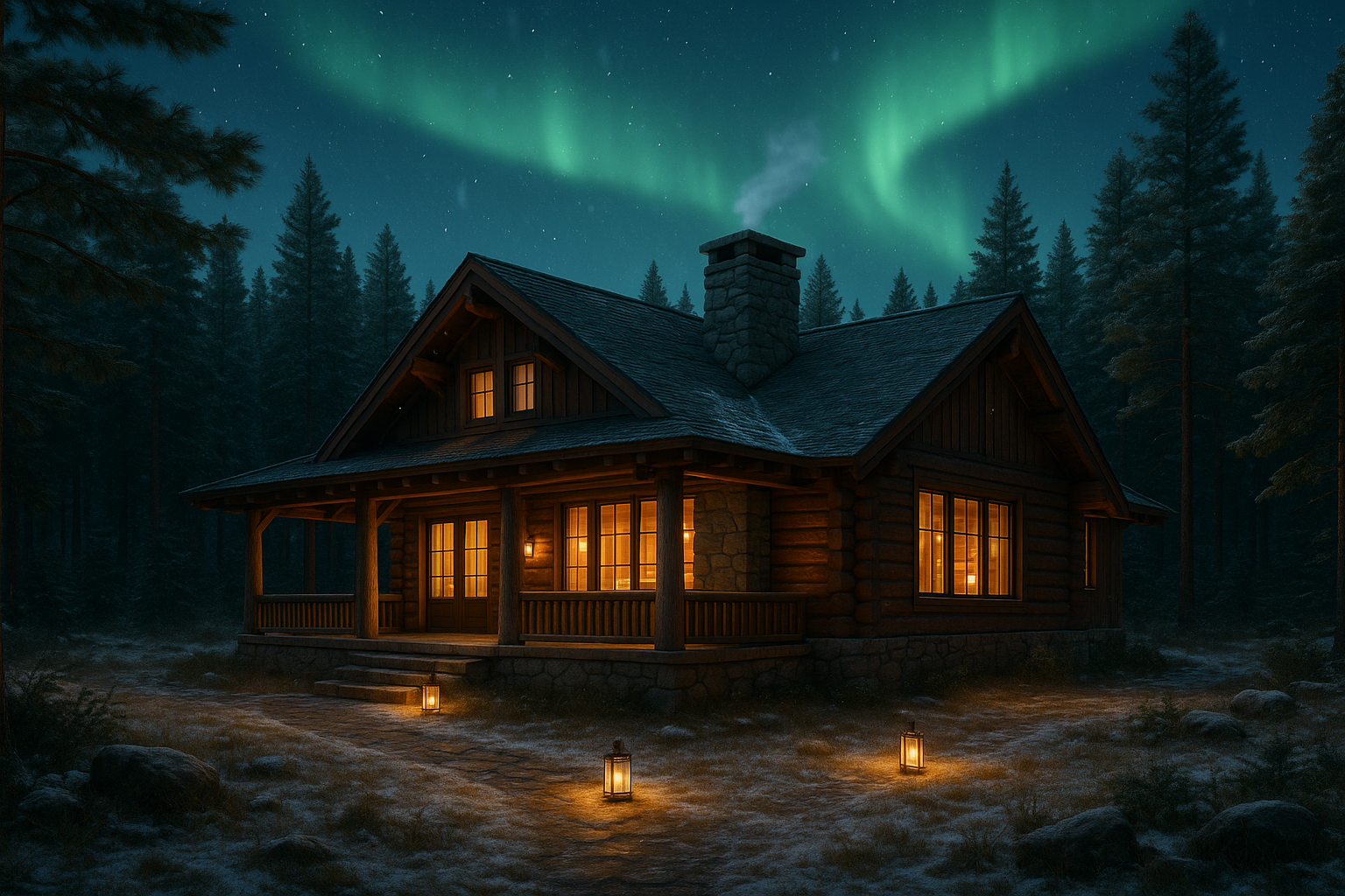 Illuminated luxury residence at twilight